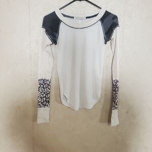 We The Free White and Black Long Sleeve Top